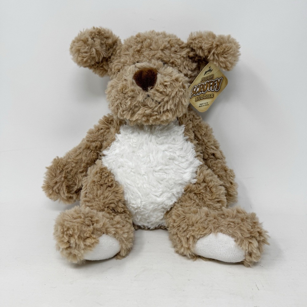 Adventure Planet Plush Scruffy Buddies Dog Tan‎ White Puppy 8" Curly AP-CPDOG